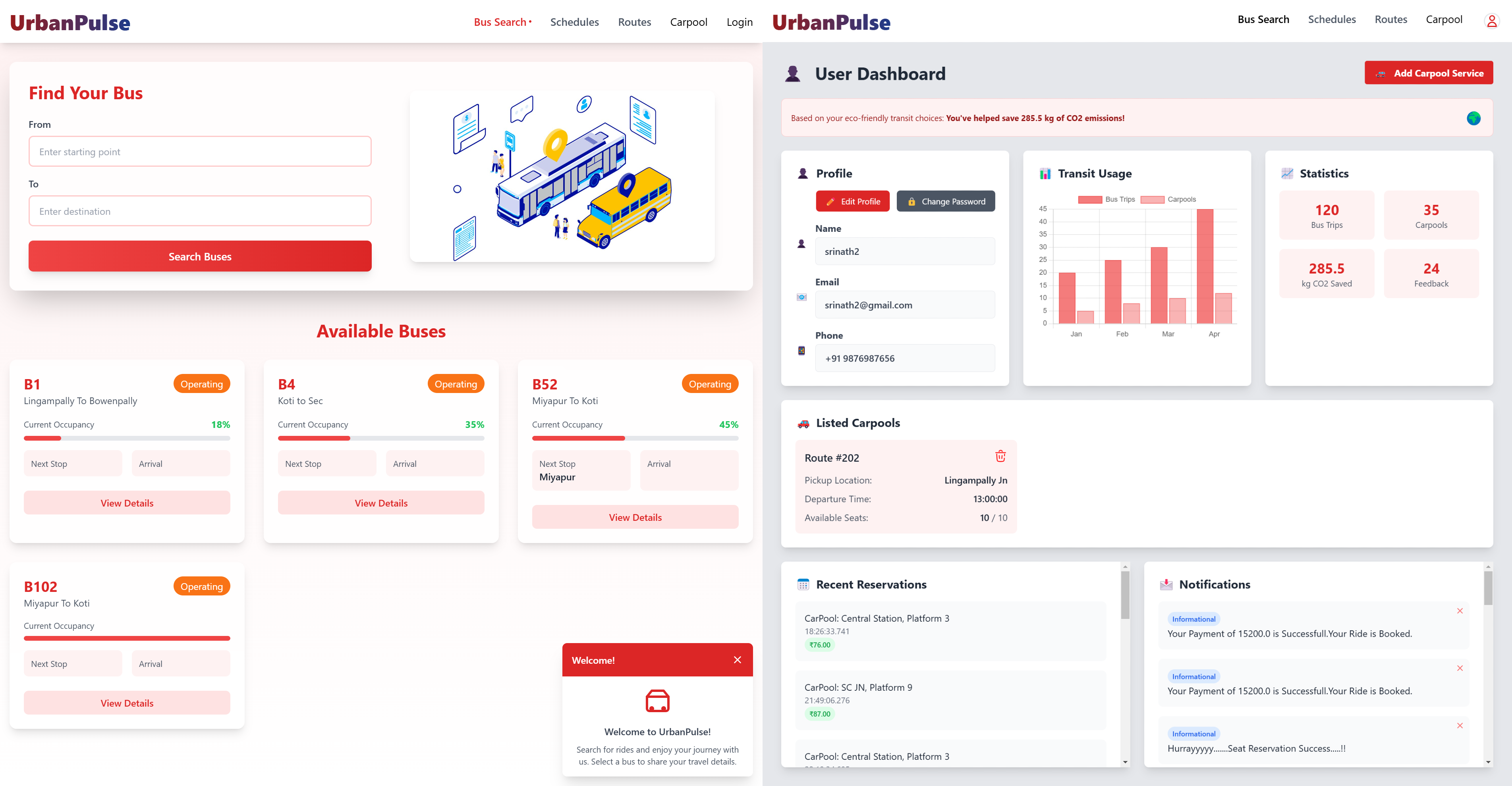SmartTransit System — Urban transportation and carpool services platform built with Spring Boot microservices and Angular.